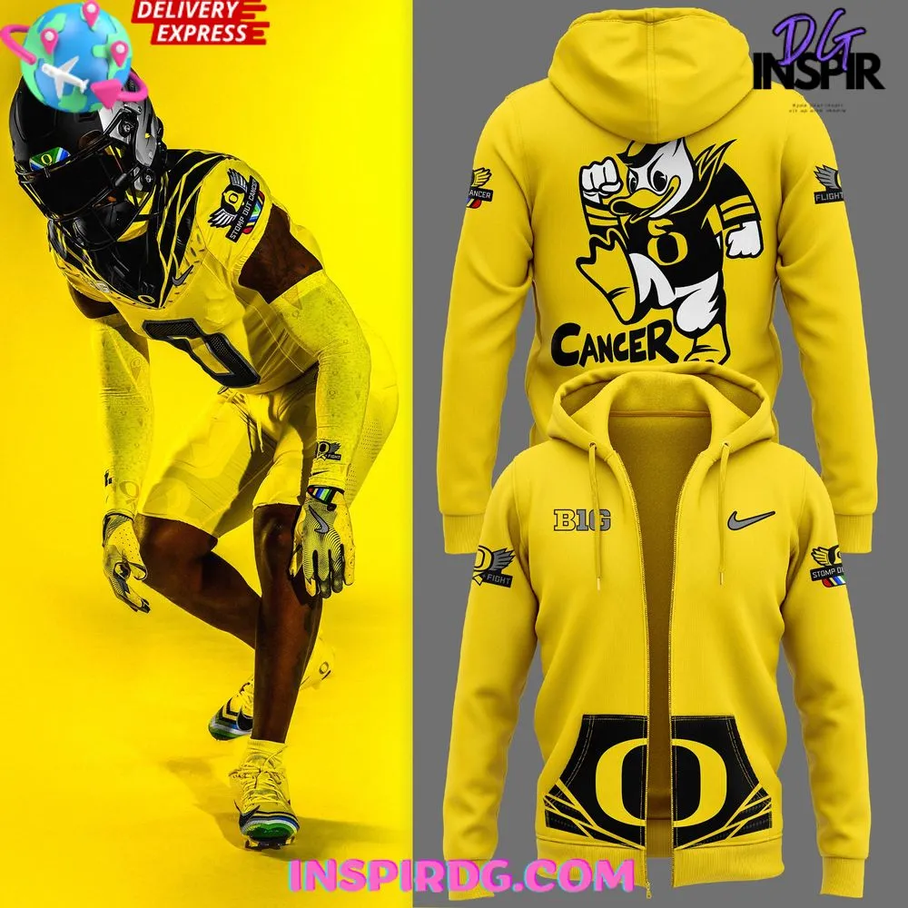 -Oregon Ducks Stomp Out Cancer 2024 Zip Hoodie