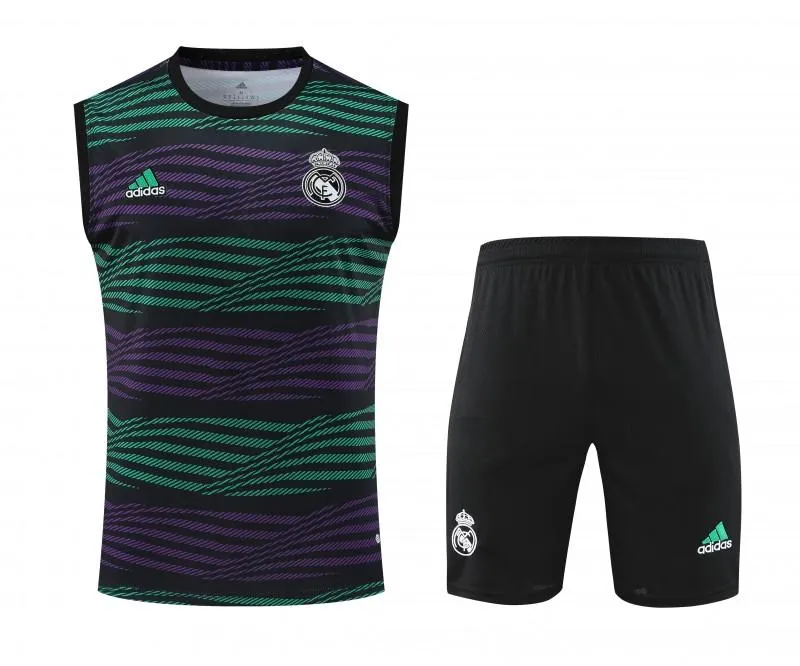 23-24 Real Madrid Stripe Pattern Vest Jersey+Shorts