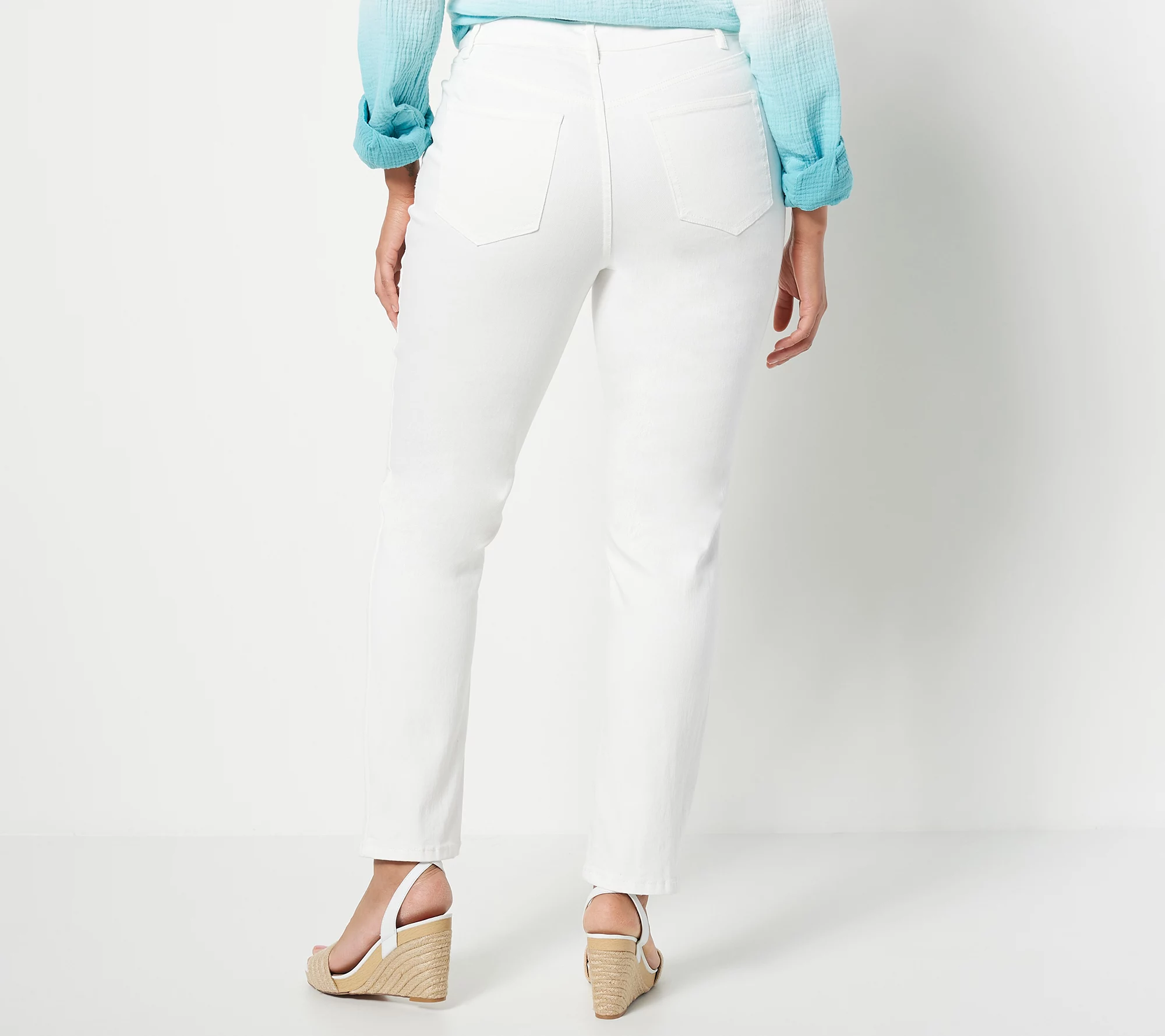 "As Is" Candace Cameron Bure Petite Straight Leg White Jeans