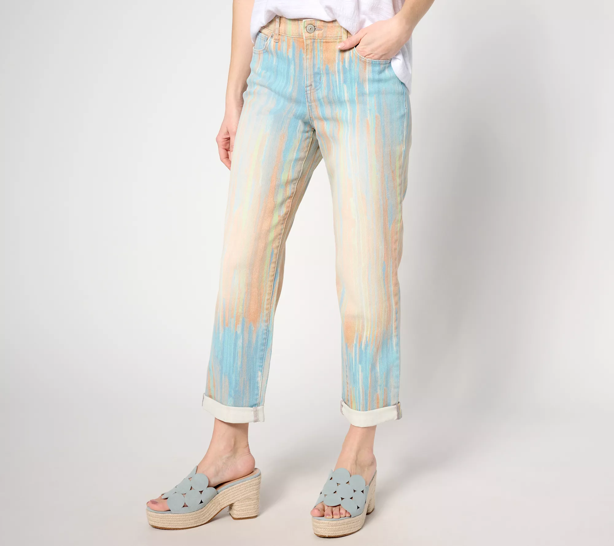 "As Is" LOGO by Lori Goldstein Regular Printed Boyfriend Jeans