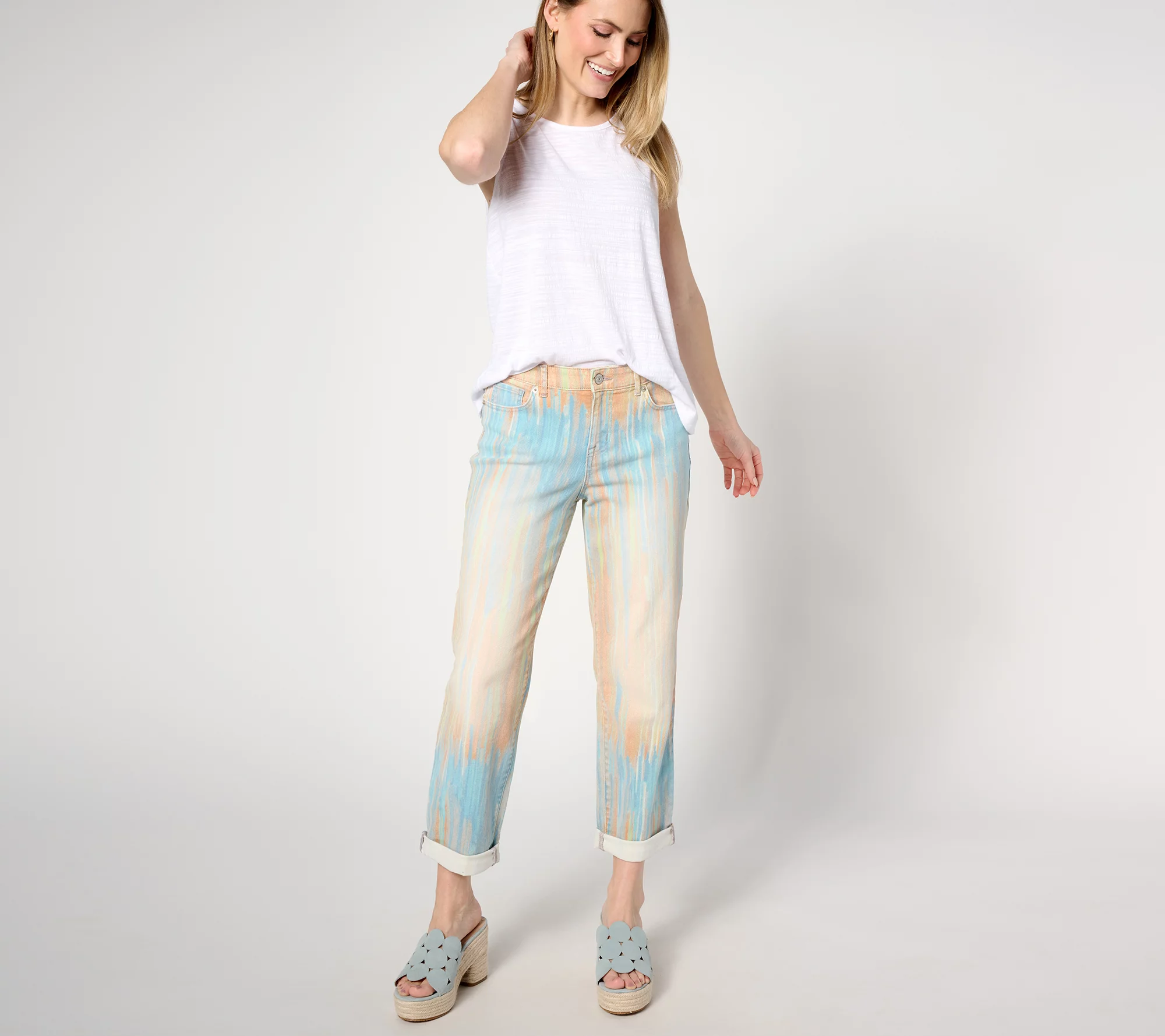 "As Is" LOGO by Lori Goldstein Regular Printed Boyfriend Jeans