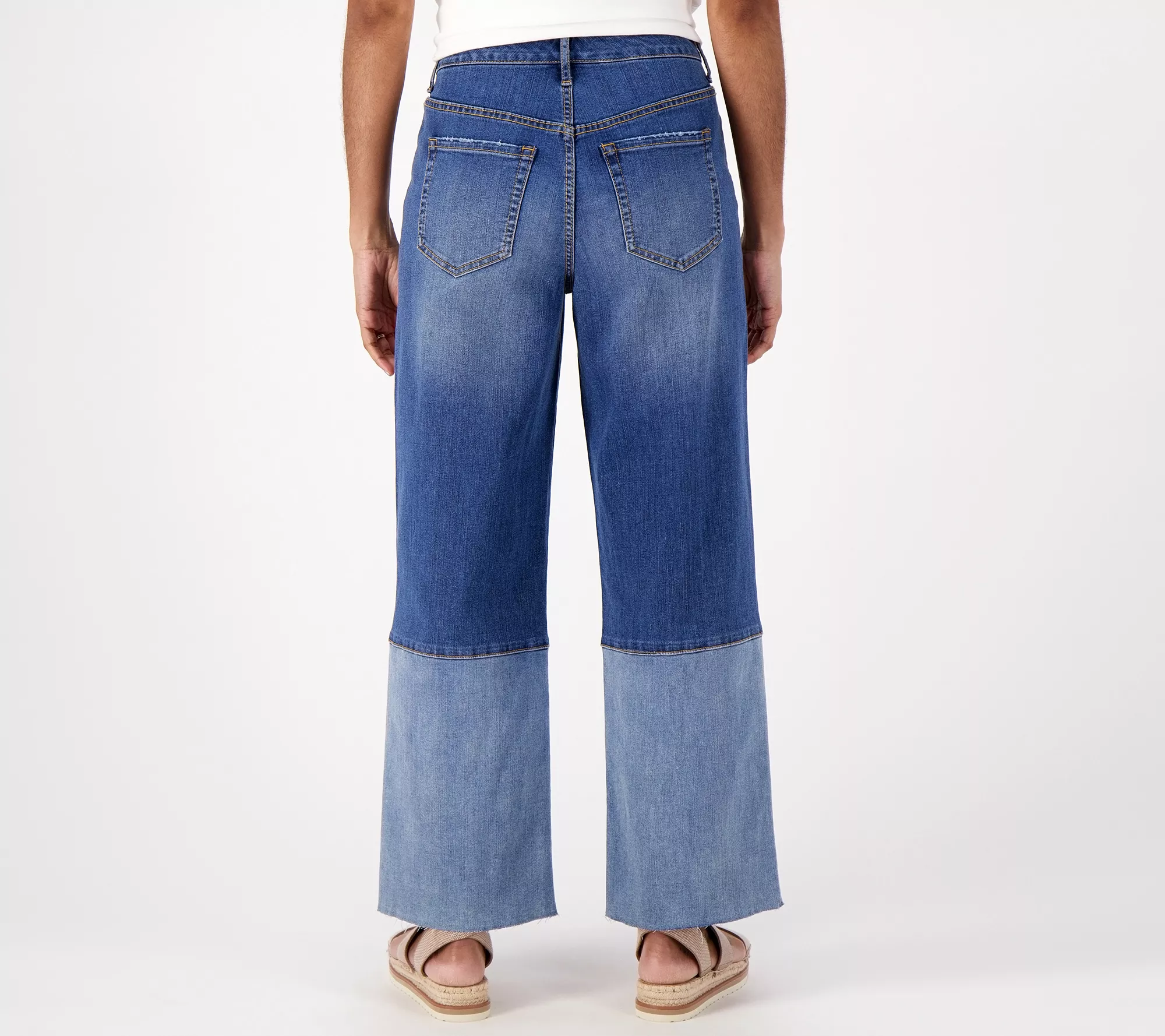 "As Is" LOGO by Lori Goldstein Regular Wide Leg Ankle Jeans