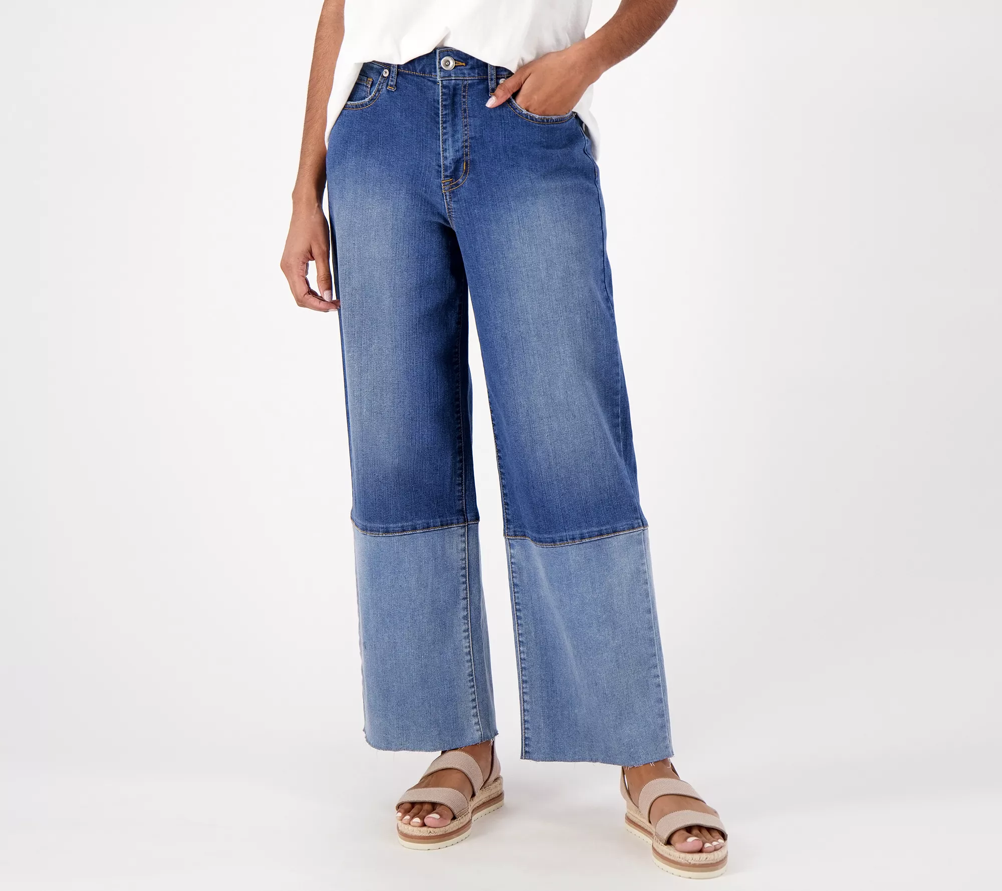 "As Is" LOGO by Lori Goldstein Regular Wide Leg Ankle Jeans