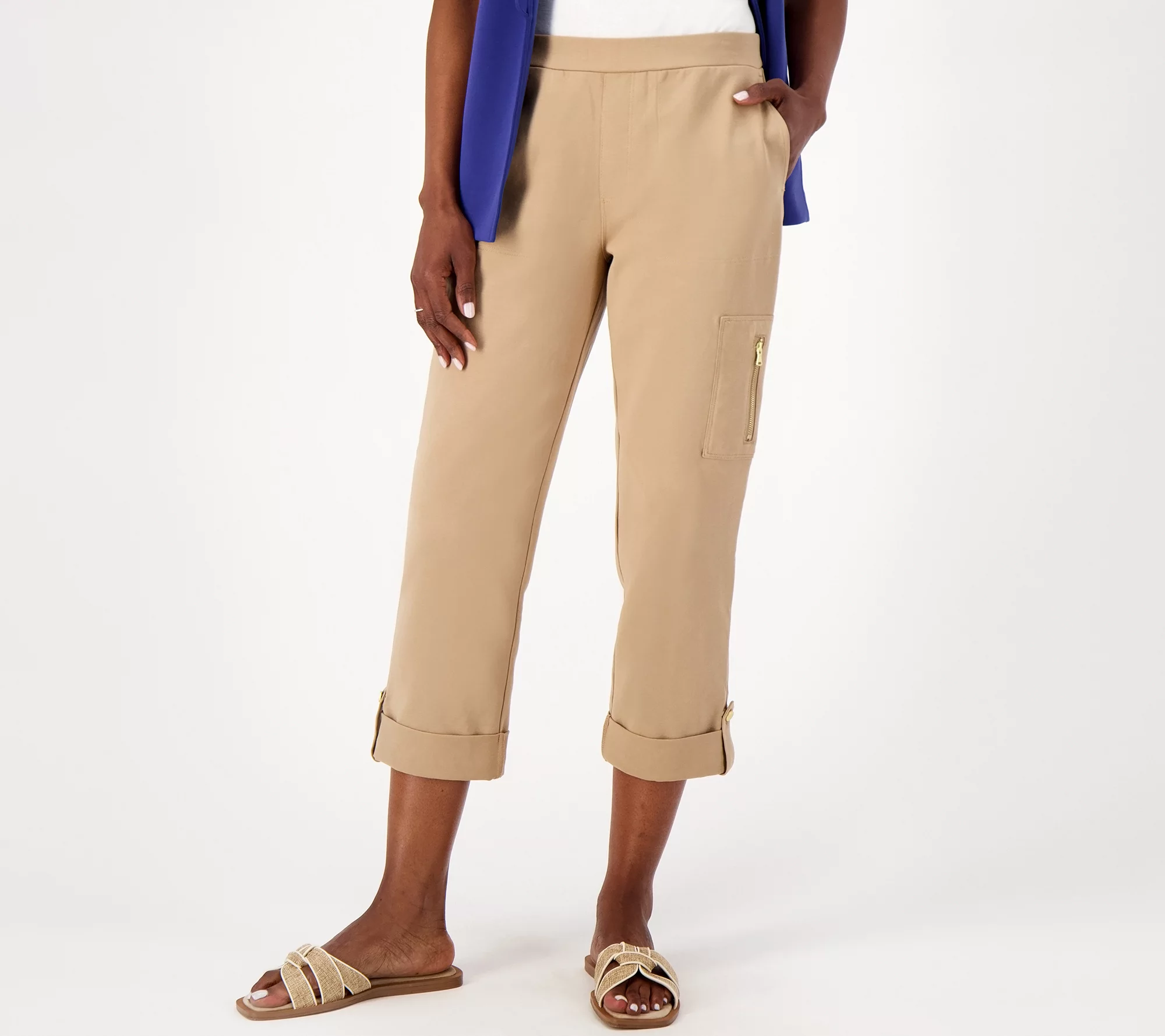 "As Is" Susan Graver Weekend Regular Premium Stretch Slim Leg Crop Pants