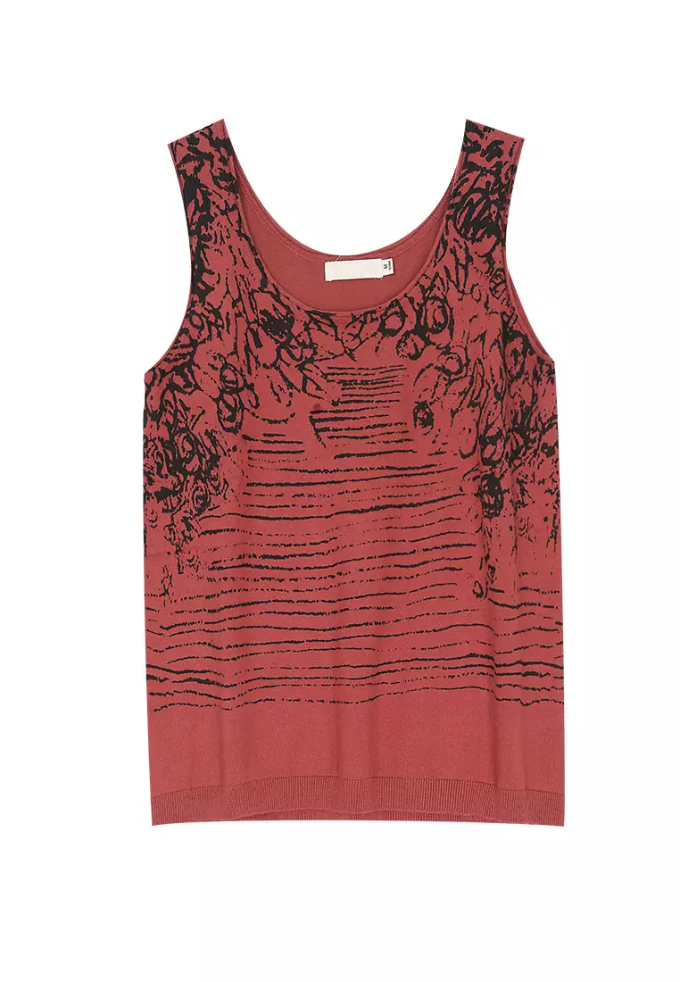 A-IN GIRLS Printed Crew Neck Knit Vest