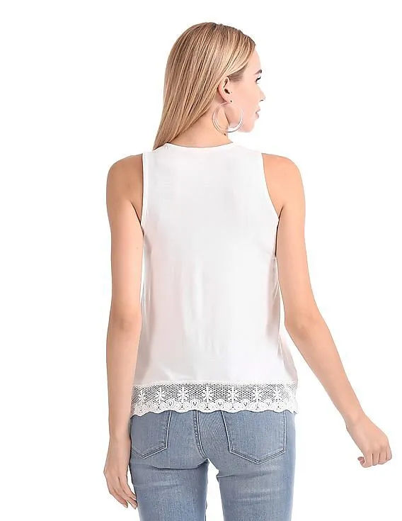 Aeropostale Crochet Hem Sleeveless Top