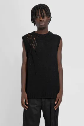 ann demeulemeester linen silk knit fabian ladder stitch vest