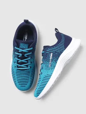 Aqua Blue Printed Mesh Sneakers