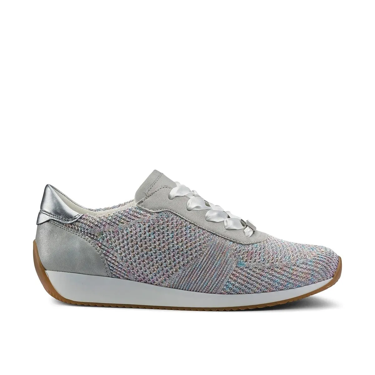 Ara Womens Lilly Stretch Sneakers  - Grey/ Metallic