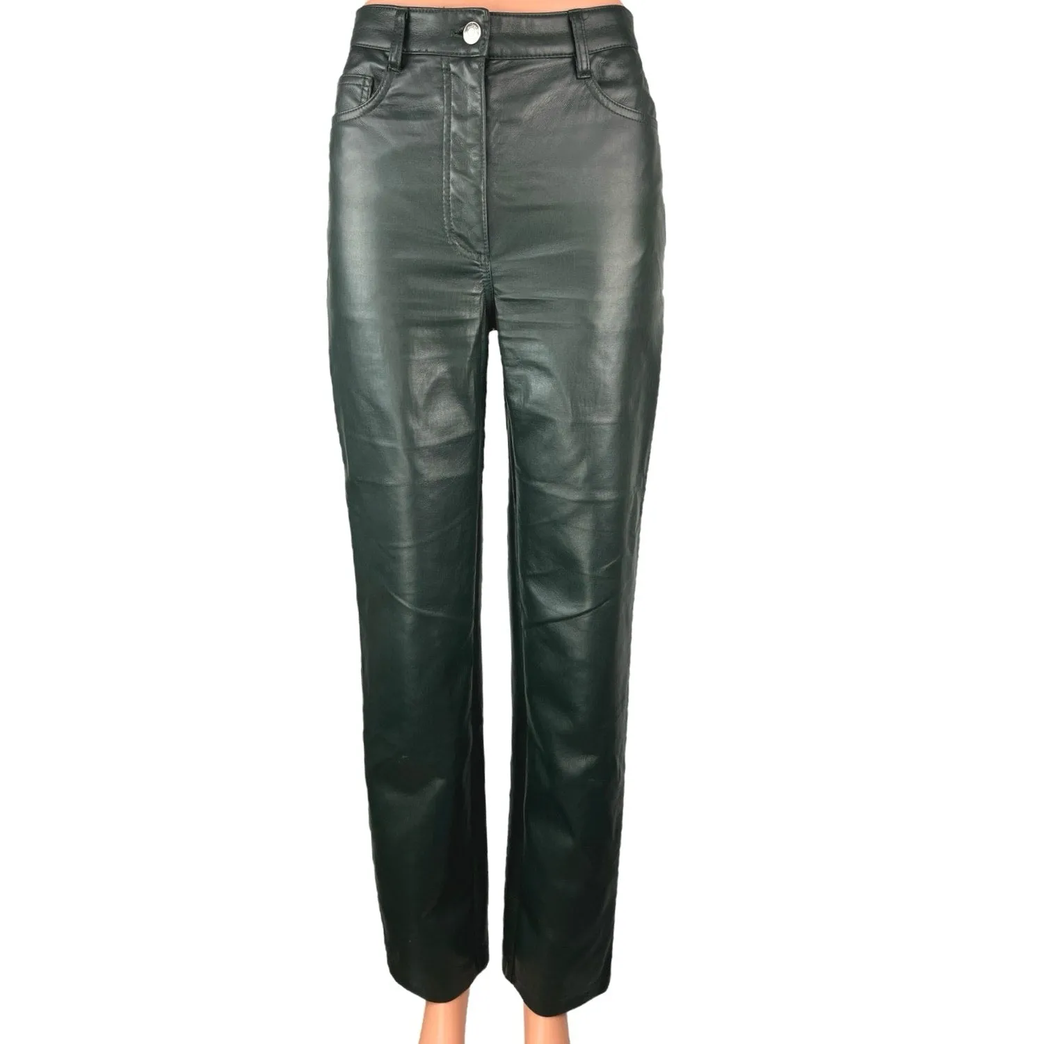 Aritzia Wilfred Women's Black Faux Vegan Leather High Rise Straight Leg Pants 2