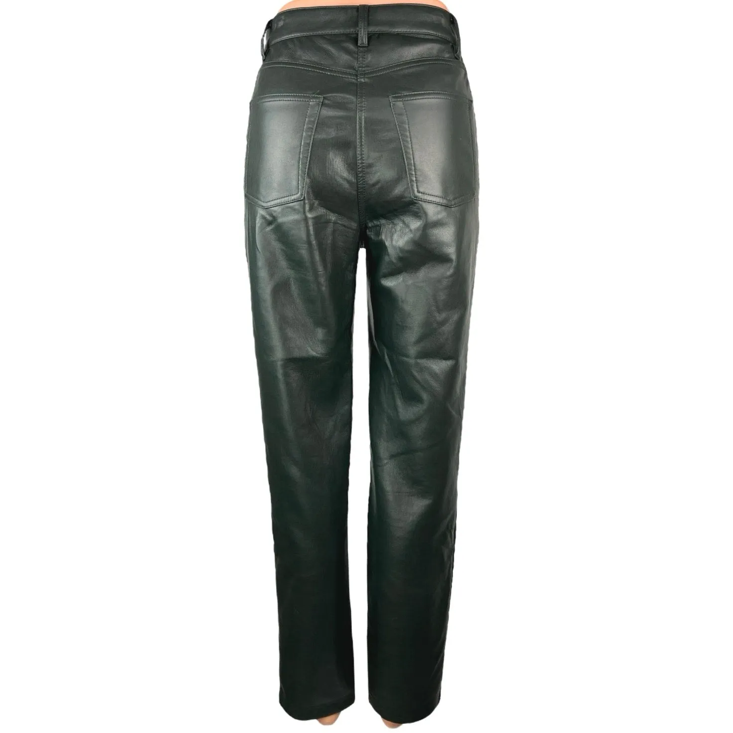 Aritzia Wilfred Women's Black Faux Vegan Leather High Rise Straight Leg Pants 2