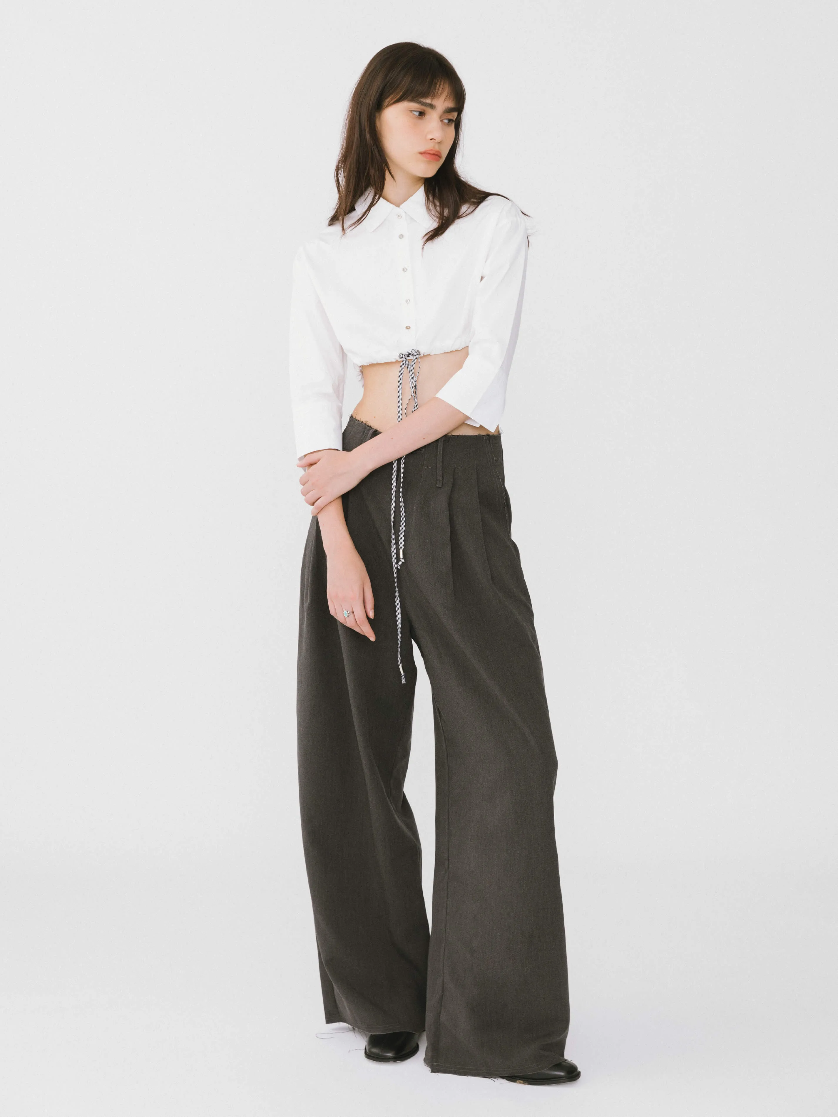 Asymmetric Waistband Tailored Trousers