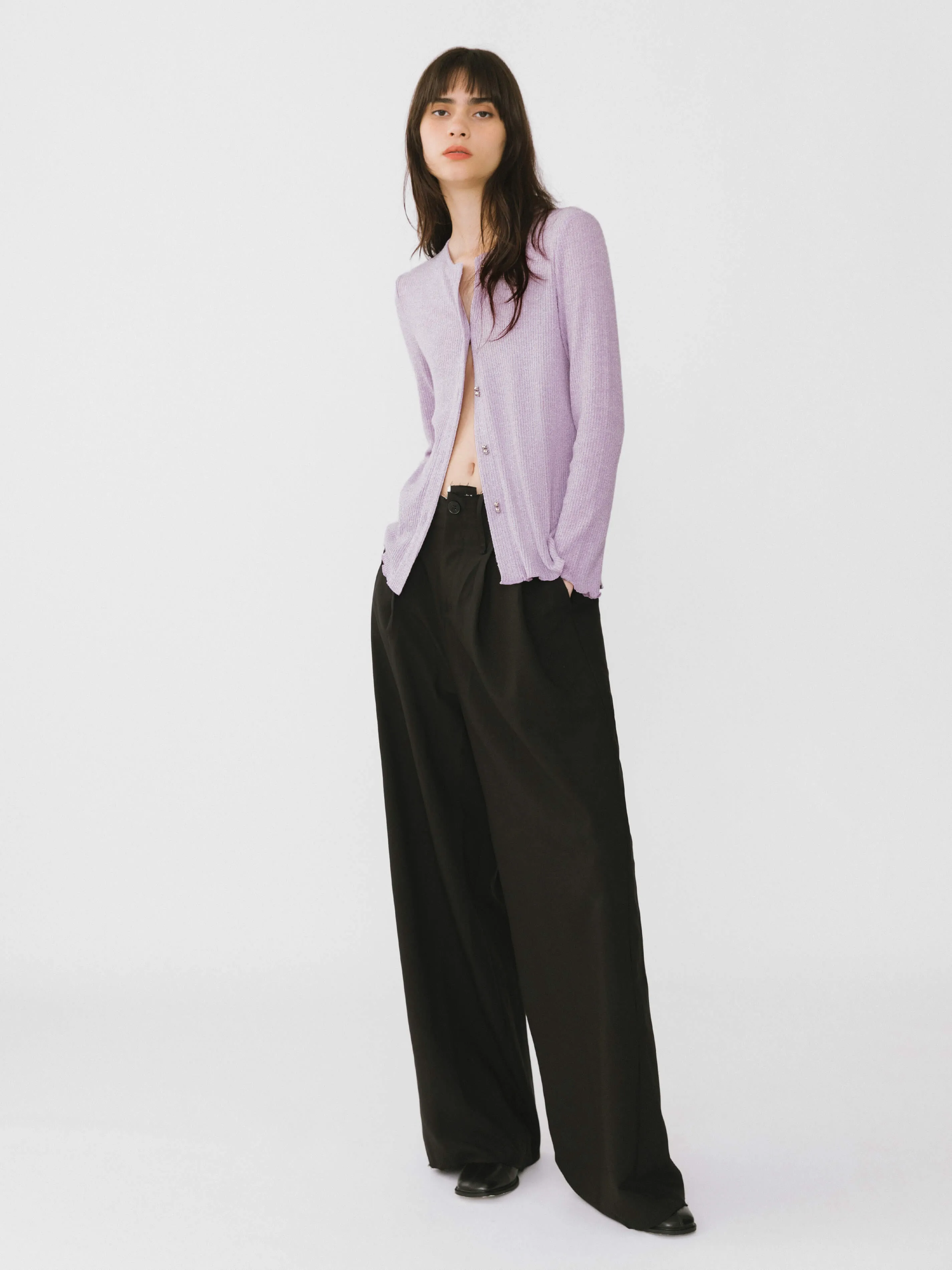 Asymmetric Waistband Tailored Trousers