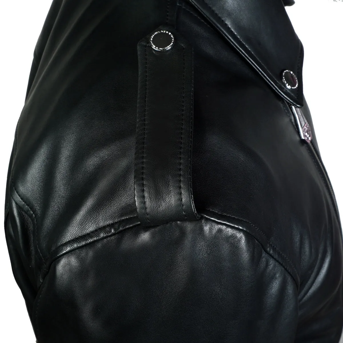 Asymmetrical Style Black Leather Biker Jacket