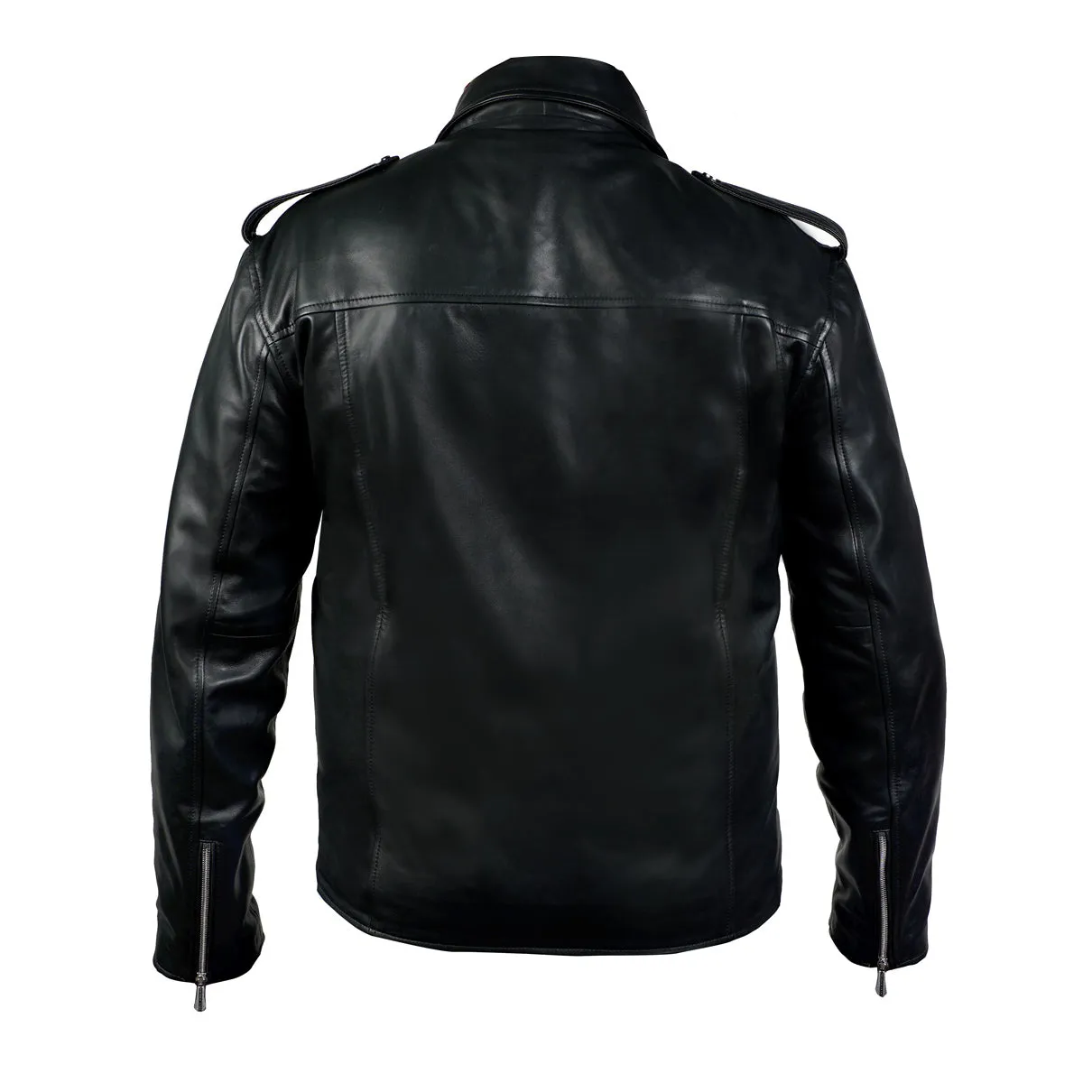 Asymmetrical Style Black Leather Biker Jacket