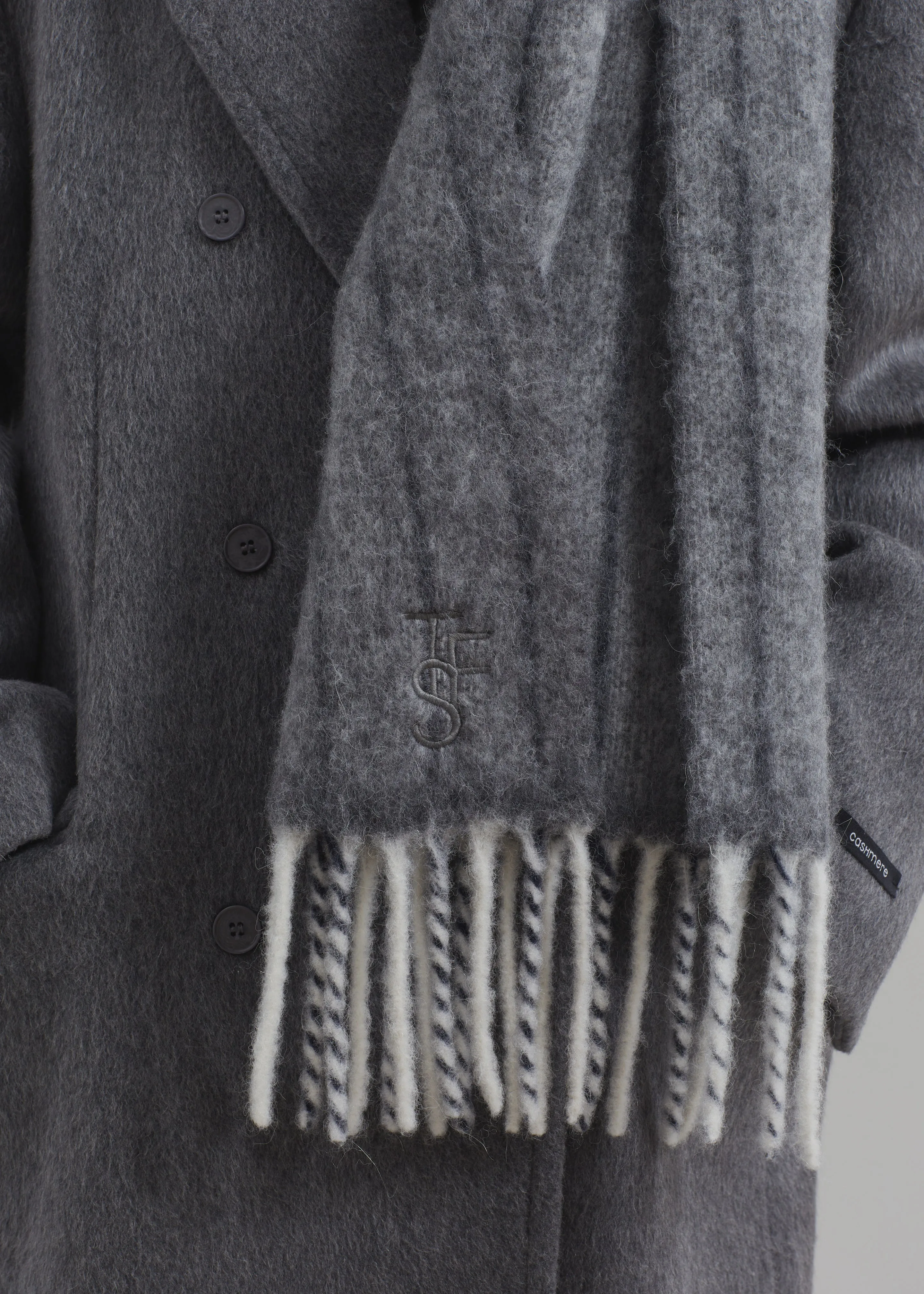 Aurelia Wool Scarf - Grey Stripe