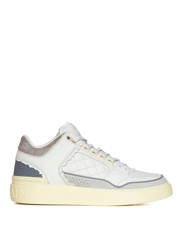 Balmain Panelled leather sneakers with logo