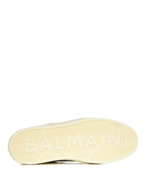 Balmain Panelled leather sneakers with logo