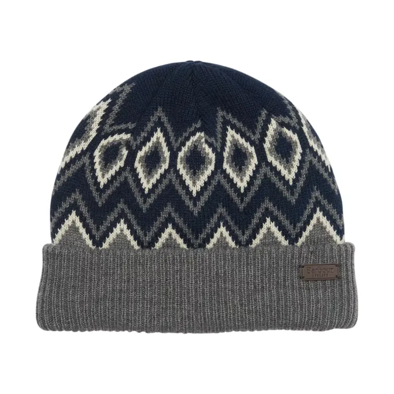 BARBOUR ELWICK FAIR ISLE BEANIE & SCARF GIFT SET MGS0049 - Navy