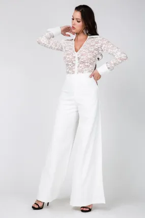 Becca High Waist Wide Leg Pants - Off White