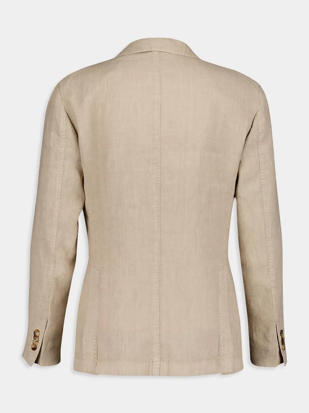 Beige Linen Notch-Lapel Jacket