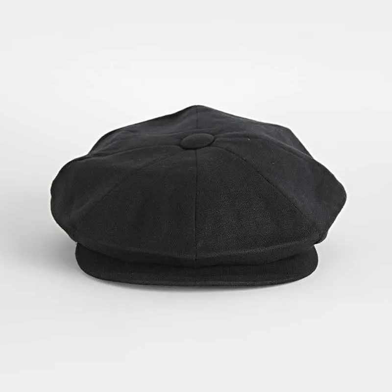 Black Linen Gatsby Cap