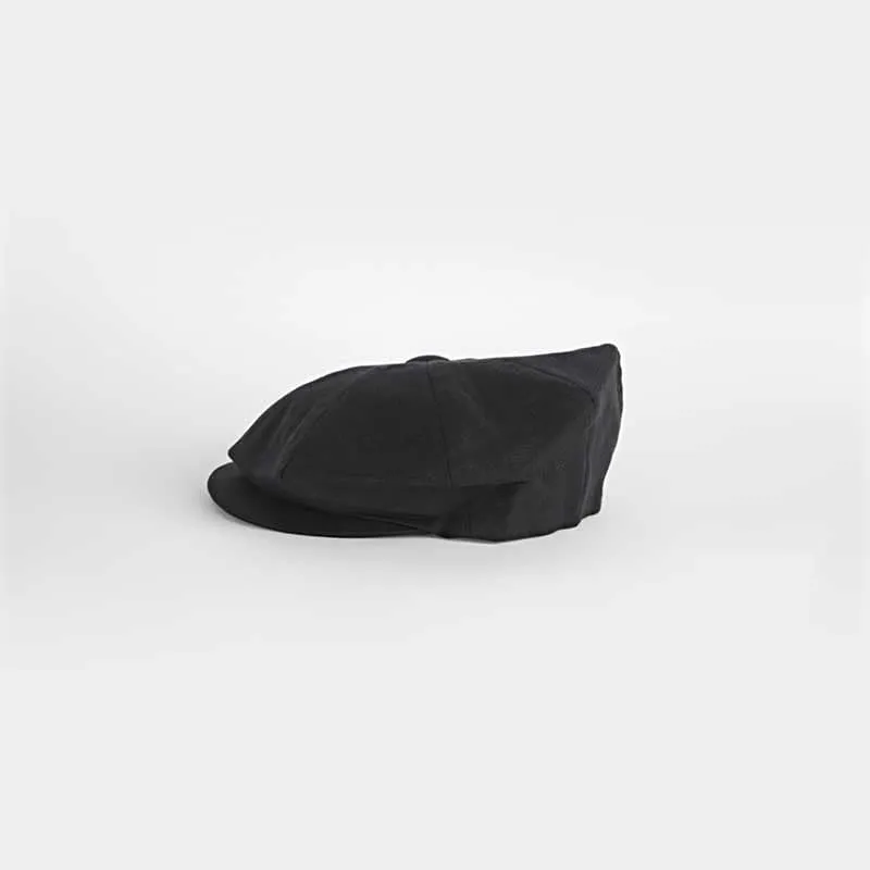 Black Linen Gatsby Cap