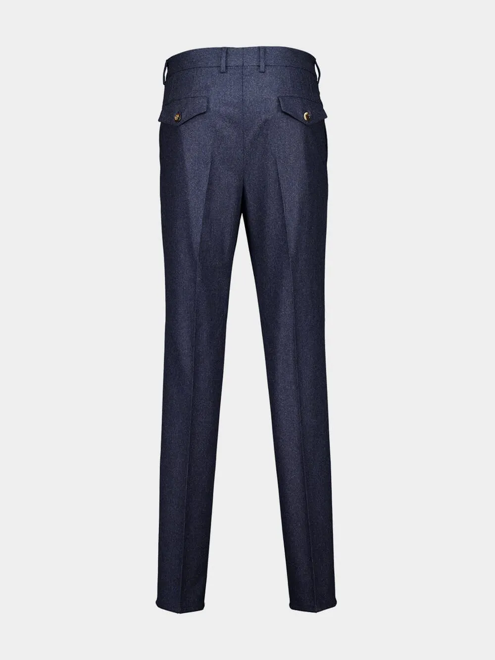 Blue Virgin Wool Flannel Trousers