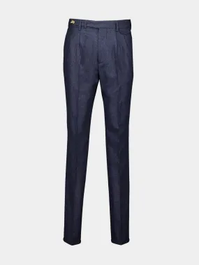 Blue Virgin Wool Flannel Trousers