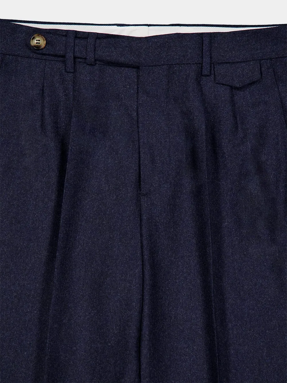 Blue Virgin Wool Flannel Trousers