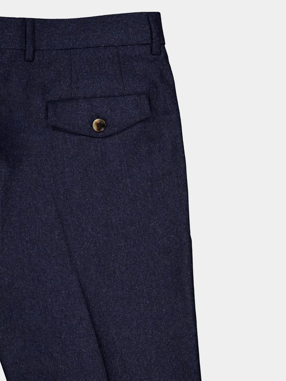 Blue Virgin Wool Flannel Trousers