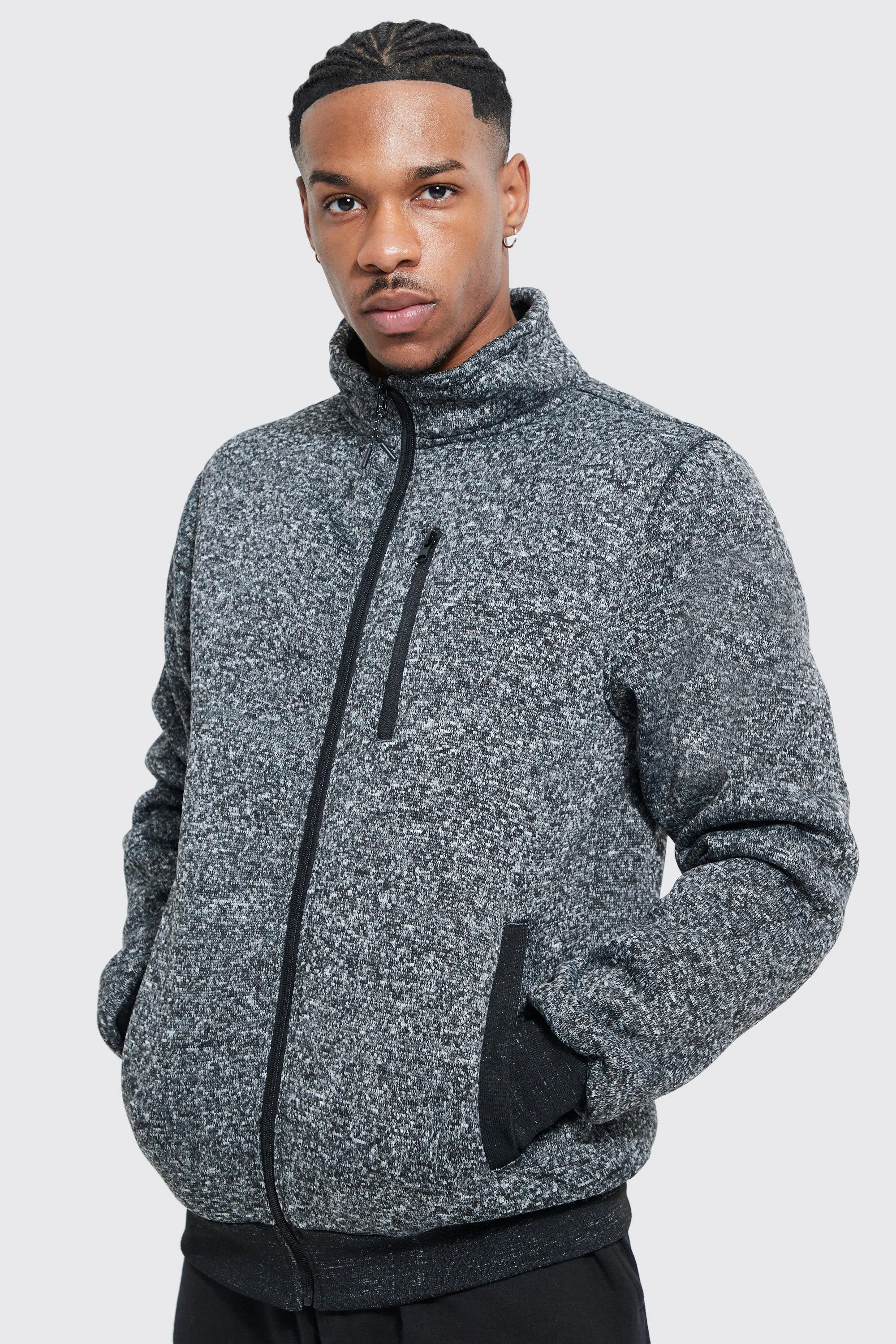 Borg Funnel Neck Zip Through Jacket