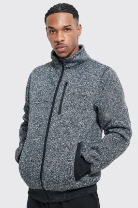 Borg Funnel Neck Zip Through Jacket