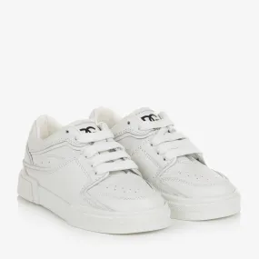 Boys White Leather Trainers