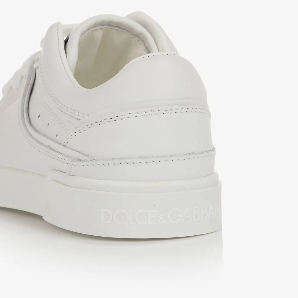 Boys White Leather Trainers