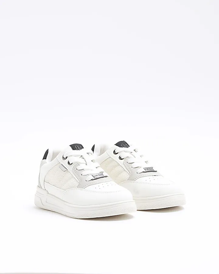 Boys white mesh panel trainers