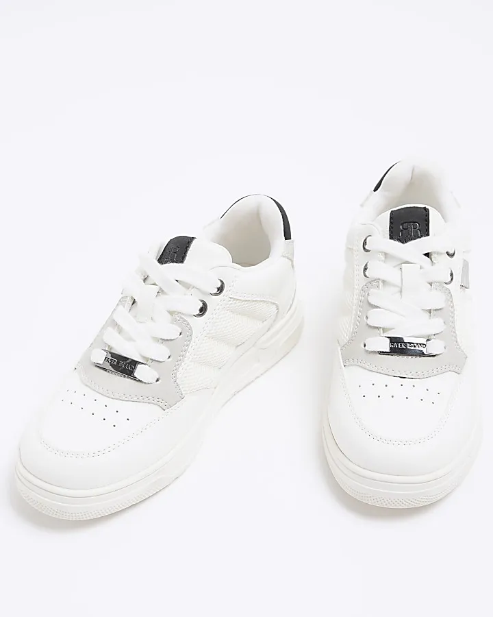 Boys white mesh panel trainers