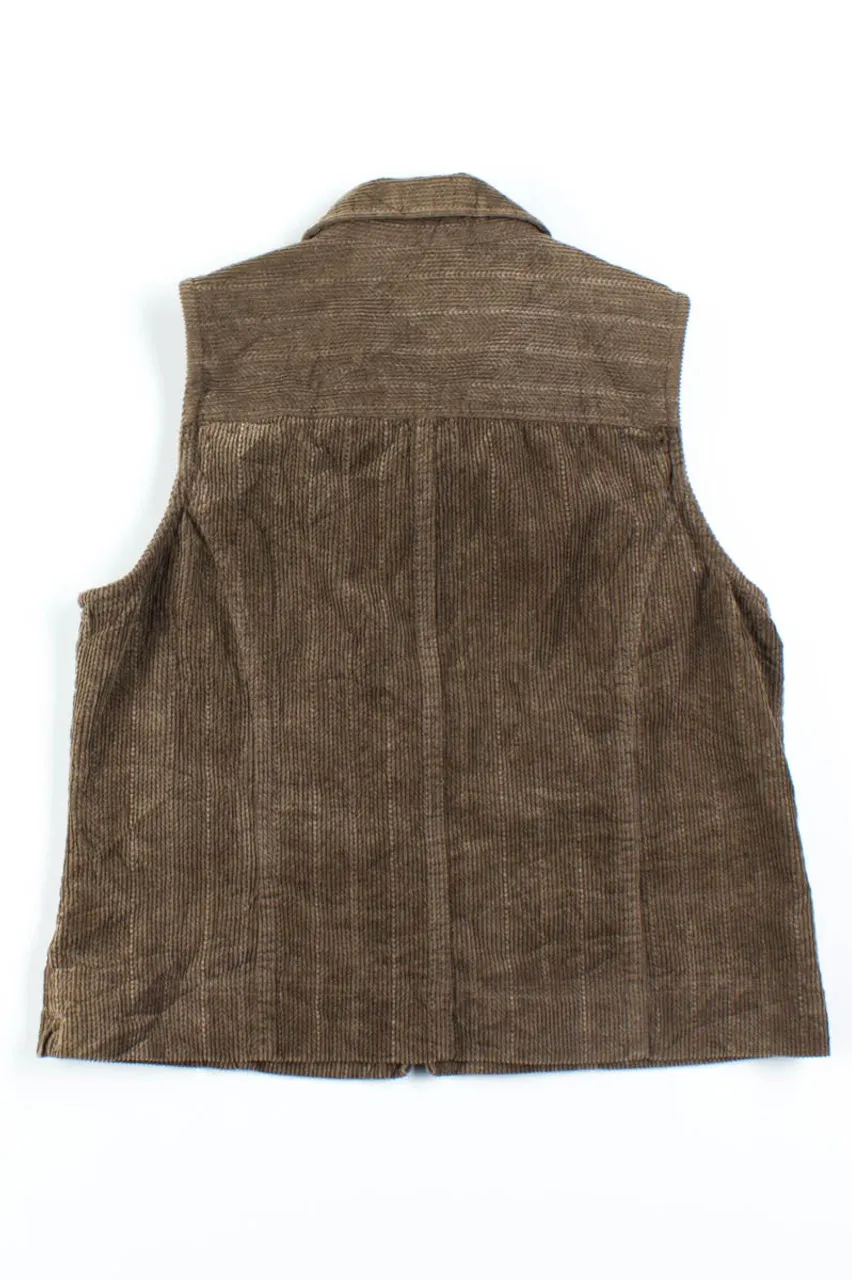 Brown Corduroy Zip Up Vest