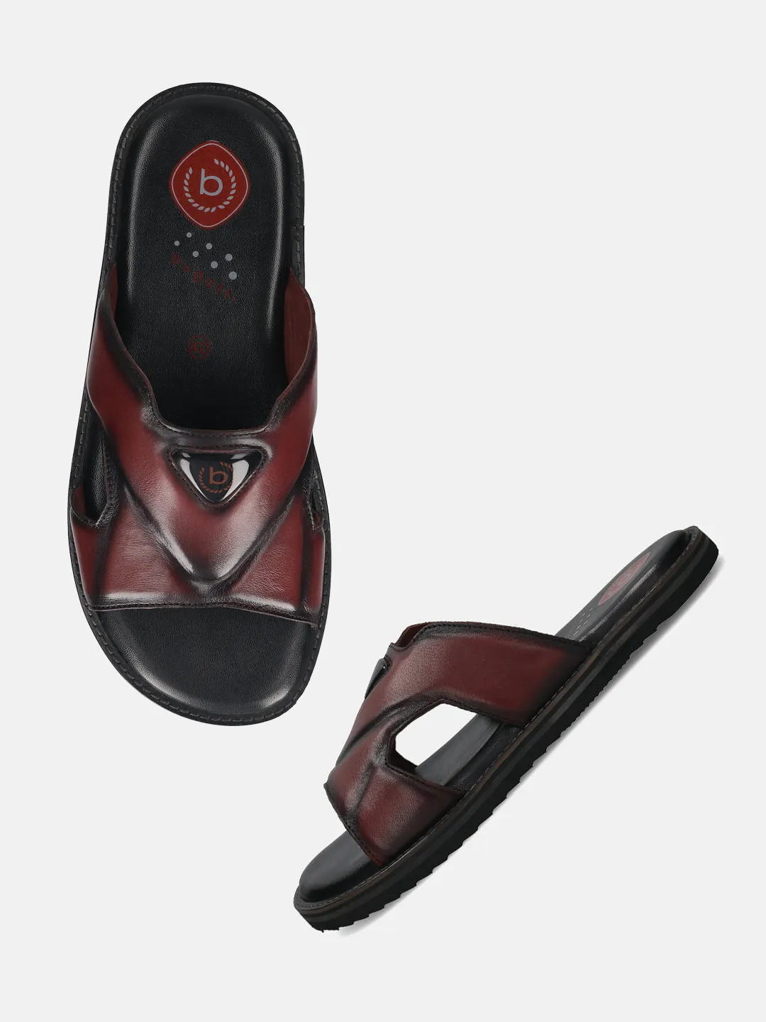 bugatti Dark Red Premium Leather Sandals