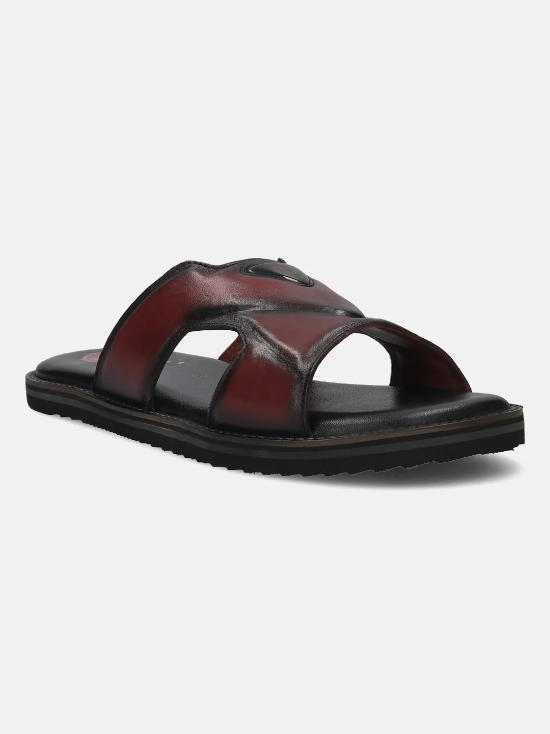 bugatti Dark Red Premium Leather Sandals