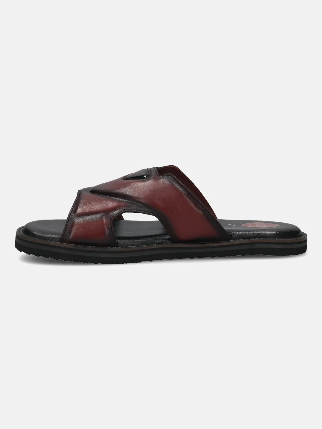 bugatti Dark Red Premium Leather Sandals