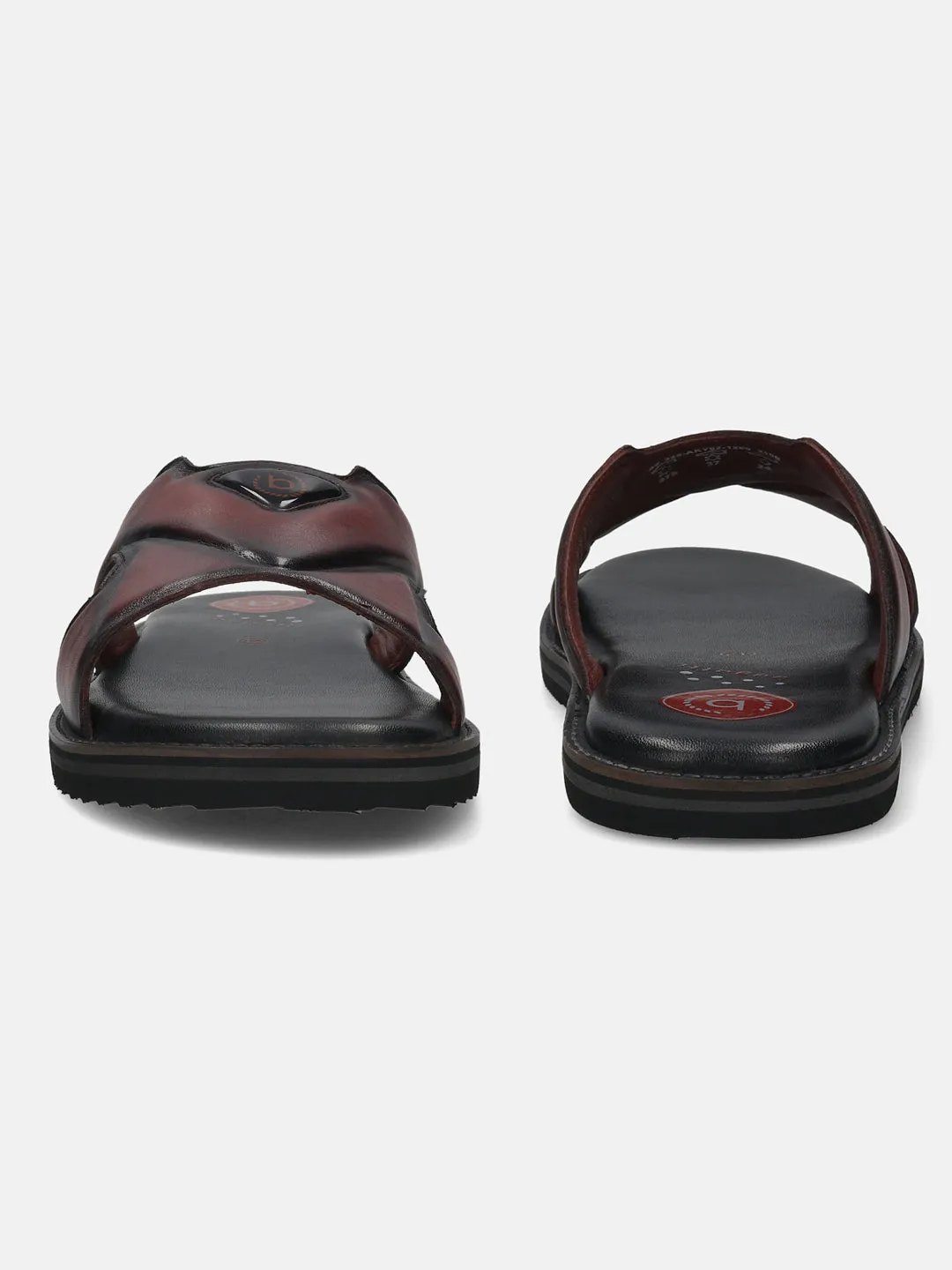 bugatti Dark Red Premium Leather Sandals