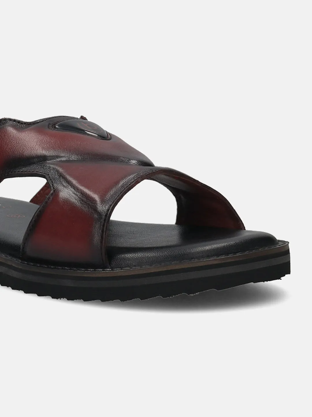 bugatti Dark Red Premium Leather Sandals