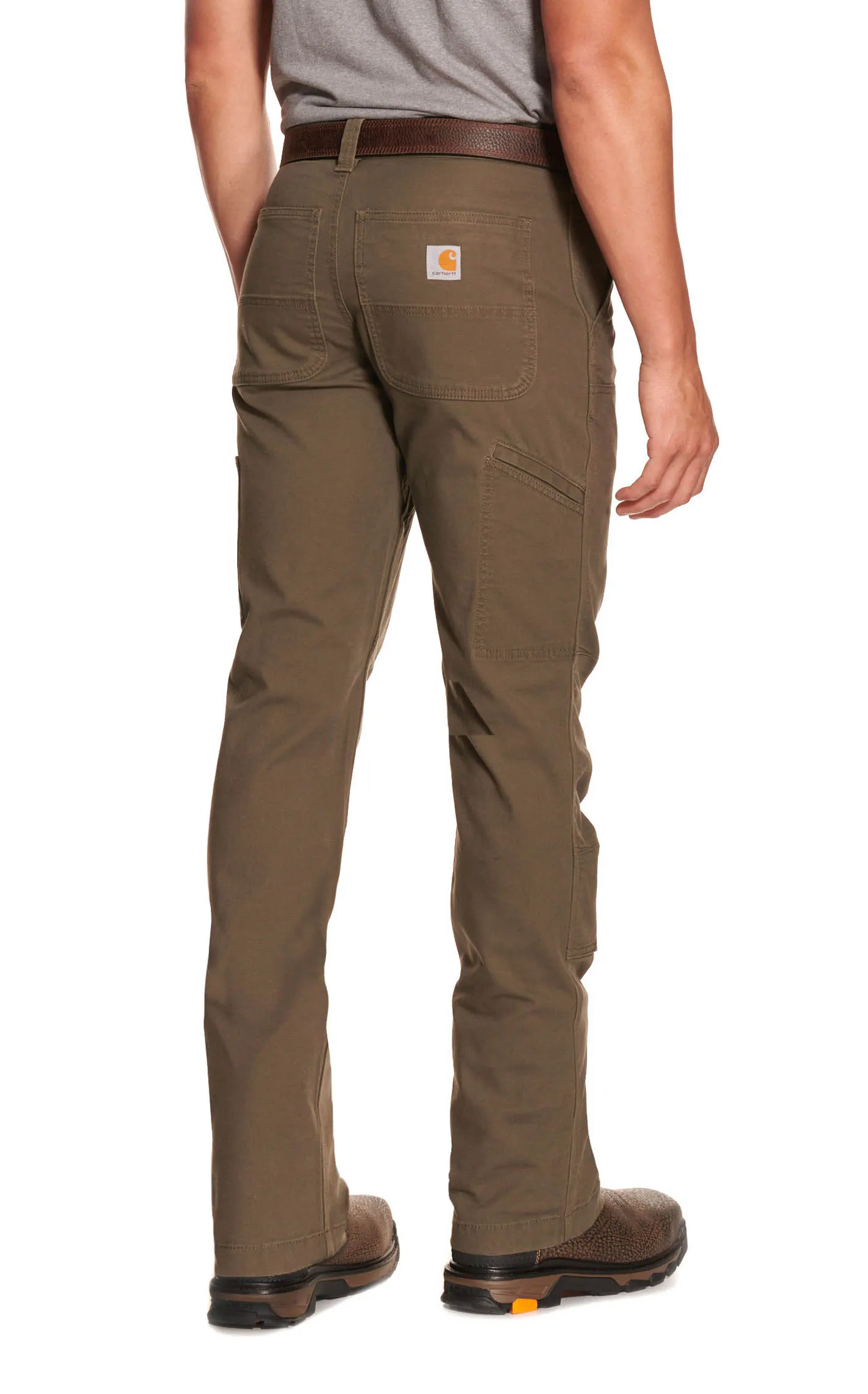 Carhartt Men's Mossy Taupe Relaxed Fit Straight Leg Rugged Flex Stretch Canvas Double-Front Work Pants