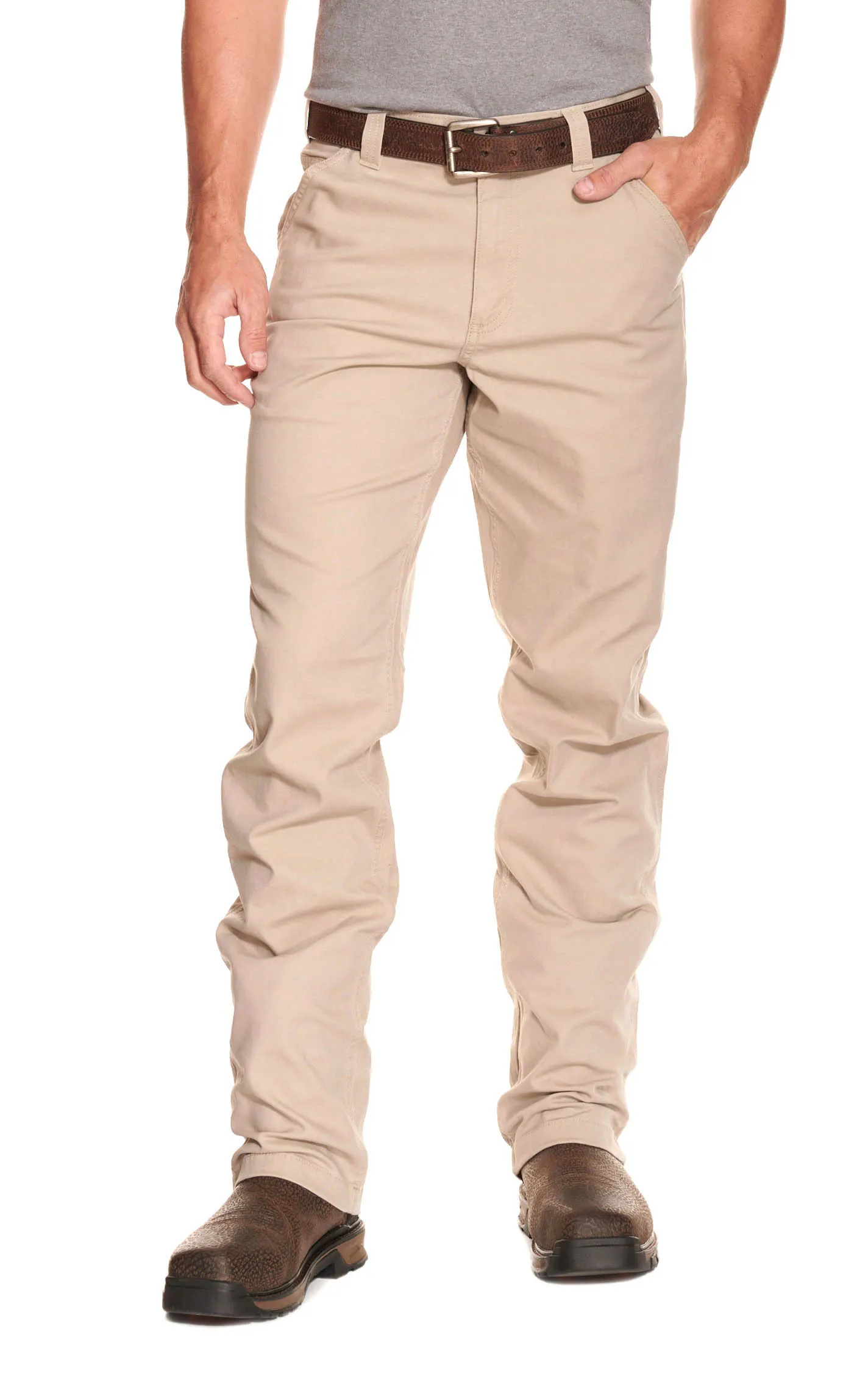 Carhartt Men's Tan Relaxed Fit Straight Leg Rugged Flex Stretch Canvas Work Pants