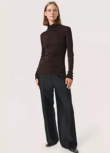 Carina Metallic Knit Slim Fit Pullover by Soaked in Luxury | Look Again