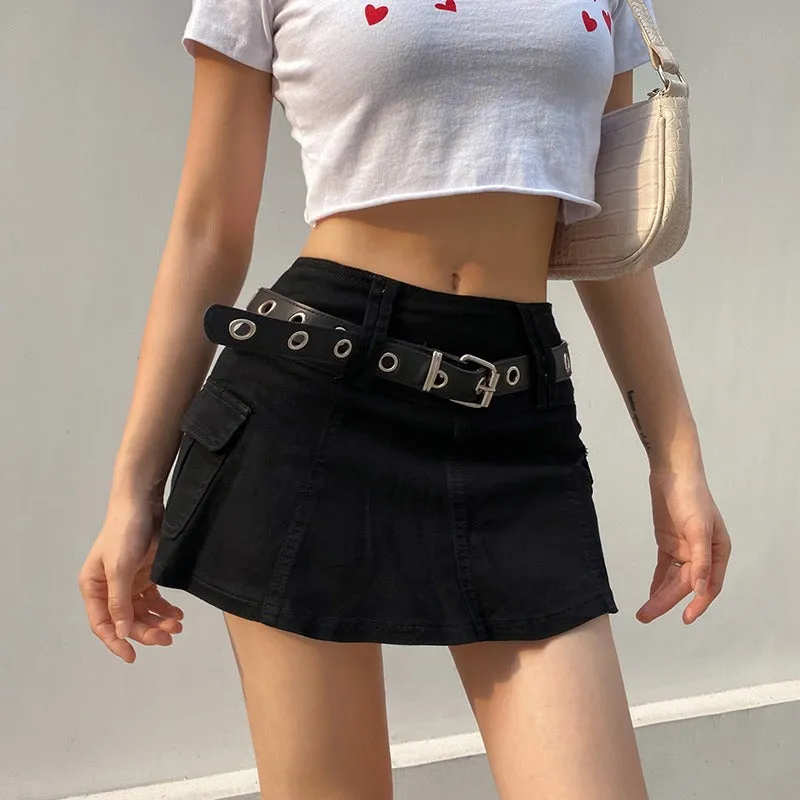 Casual Zipper Fly Short Denim Skirt Summer Low Waist Mini Jeans Skirt