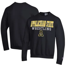 Champion Appalachian State Mountaineers Black Wrestling Stack Logo Powerblend Pullover Sweatshirt