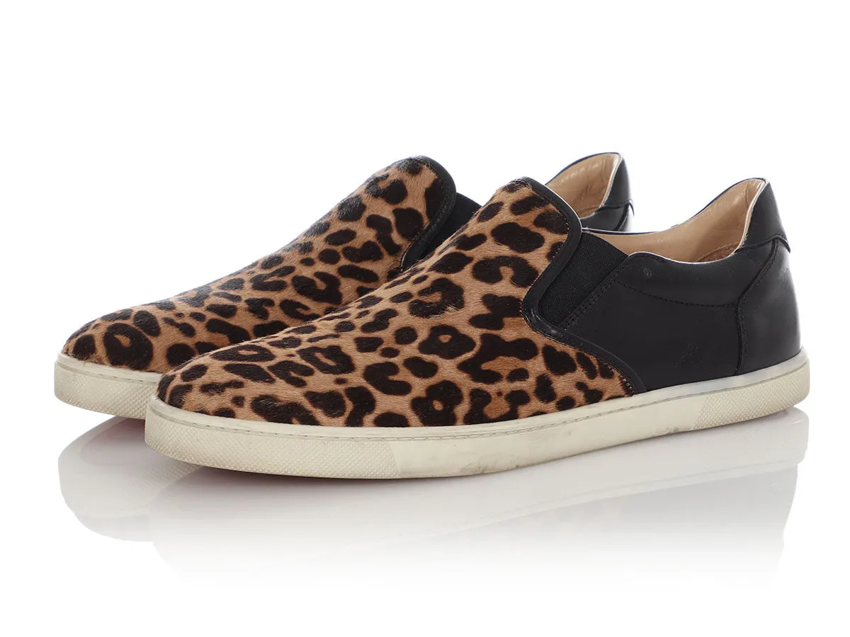 Christian Louboutin Leopard Print Calf Hair Master Key Sneakers