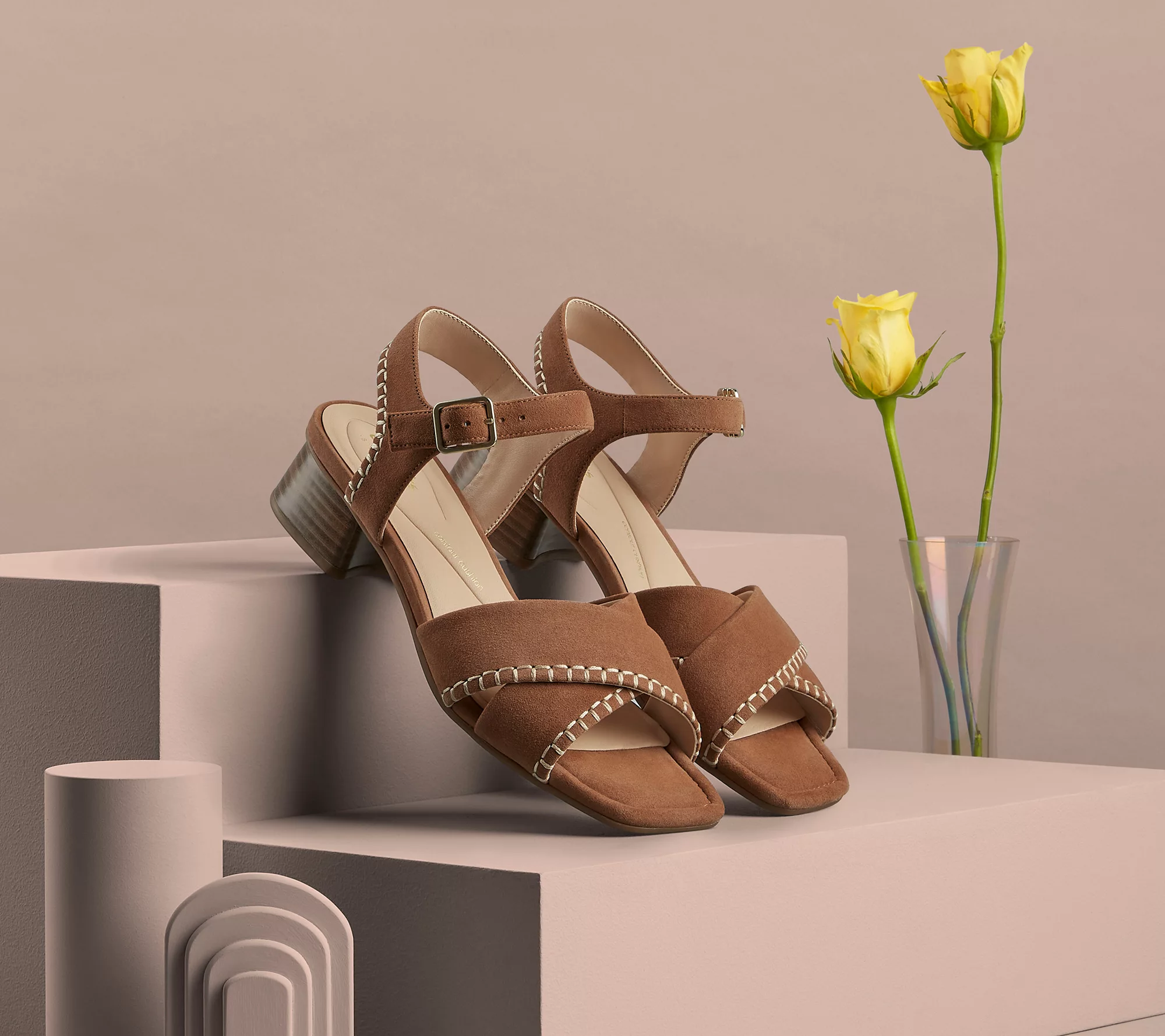 Clarks Signature Leather Heeled Sandals - Serina35 Cross